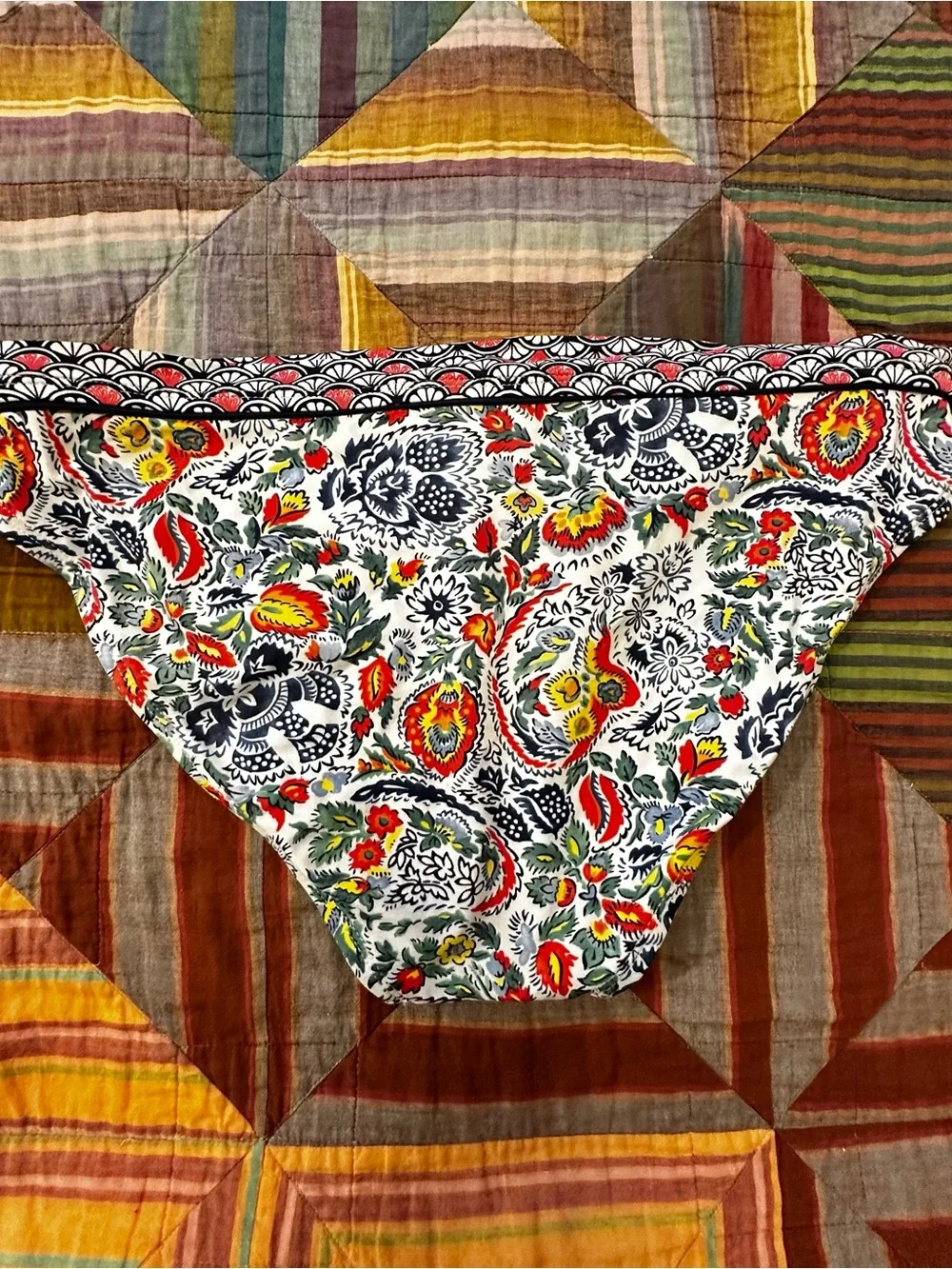Tommy Bahama Strapless Paisley Bikini Top in White, Navy, Red & Yellow